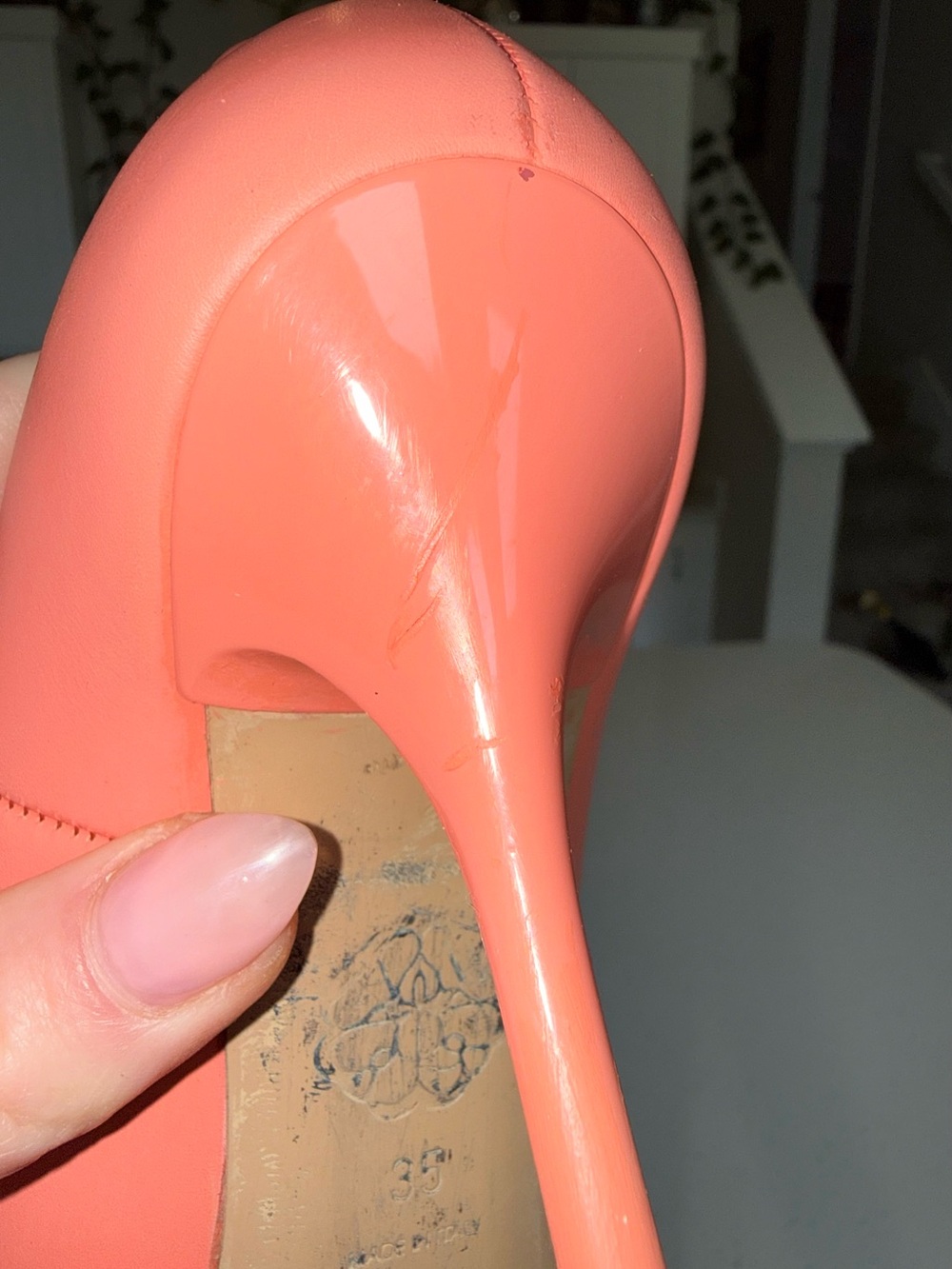 Alexander McQueen Coral Pink Pointed-Toe Pumps with Silver Metal Tip - Picture 11 of 14